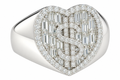 Sterling Silver Moissanite Heart & Dollar Sign $ Ring - 1.19 CTW VVS D