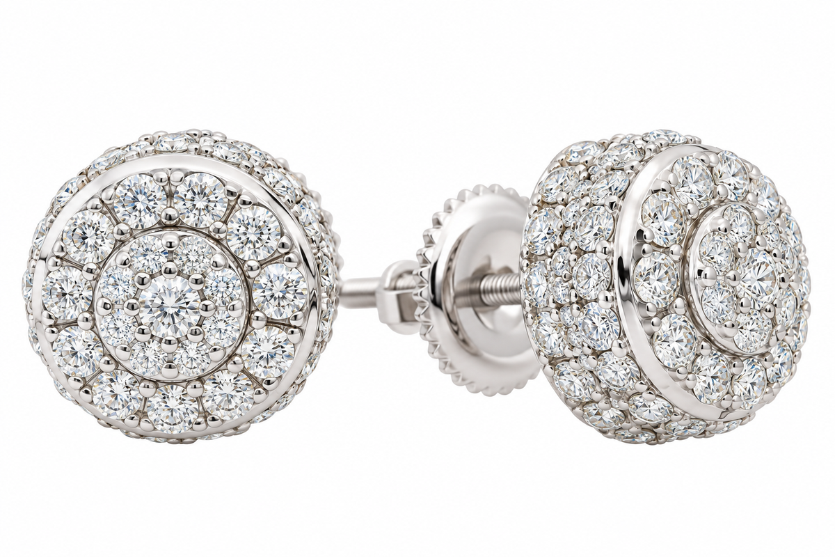 Sterling Silver Moissanite Pave Thick Screwback Earrings - 8.5mm 1.32 CTW VVS D