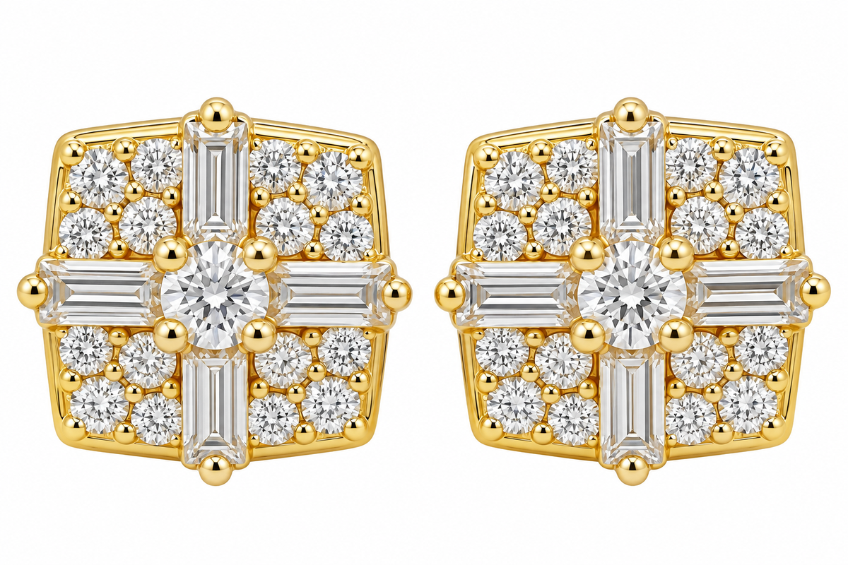 Sterling Silver Moissanite Pave Thick Square Screwback Earrings - 8.5mm 1.43 CTW VVS D