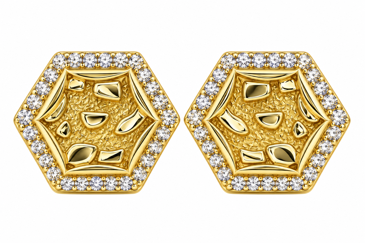 Sterling Silver Moissanite Hexagon Nugget Screwback Earrings - 1.06 CTW VVS D