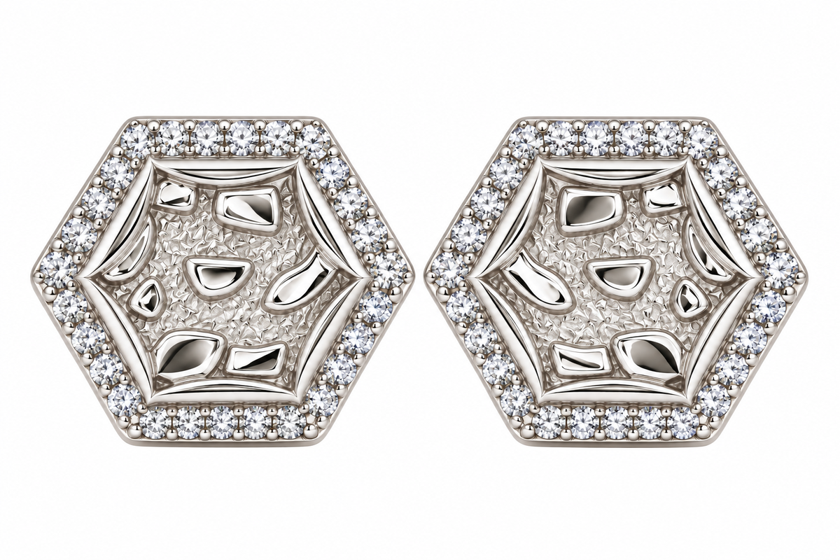 Sterling Silver Moissanite Hexagon Nugget Screwback Earrings - 1.06 CTW VVS D