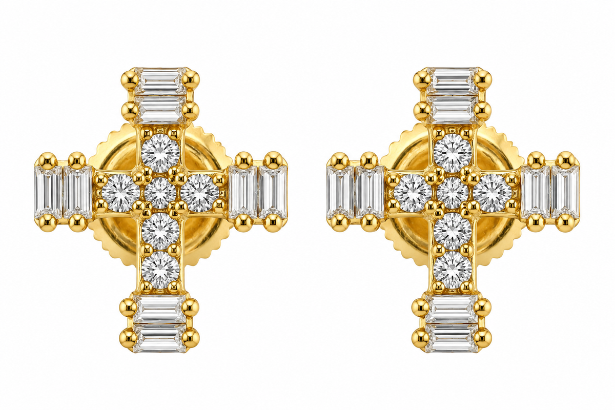 Sterling Silver Moissanite Cross Screwback Earrings - 0.43 CTW VVS D