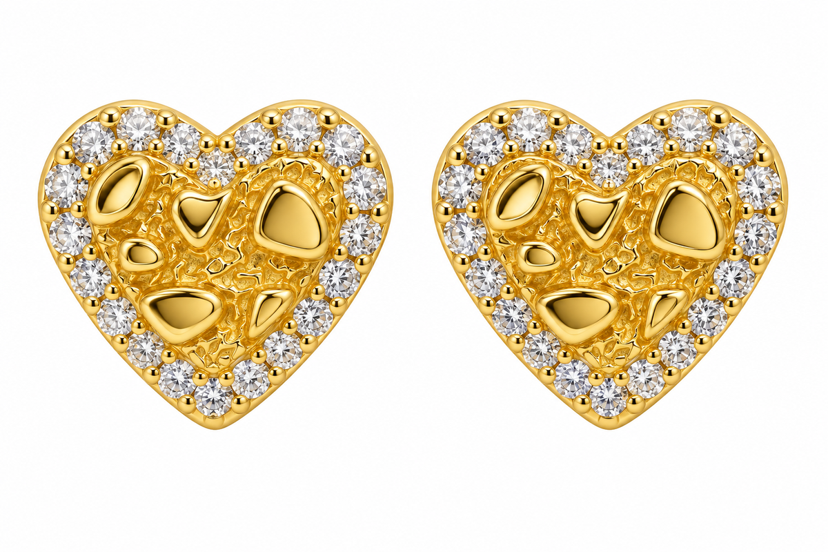 Sterling Silver Moissanite Heart Nugget Screwback Earrings - 1.16 CTW VVS D
