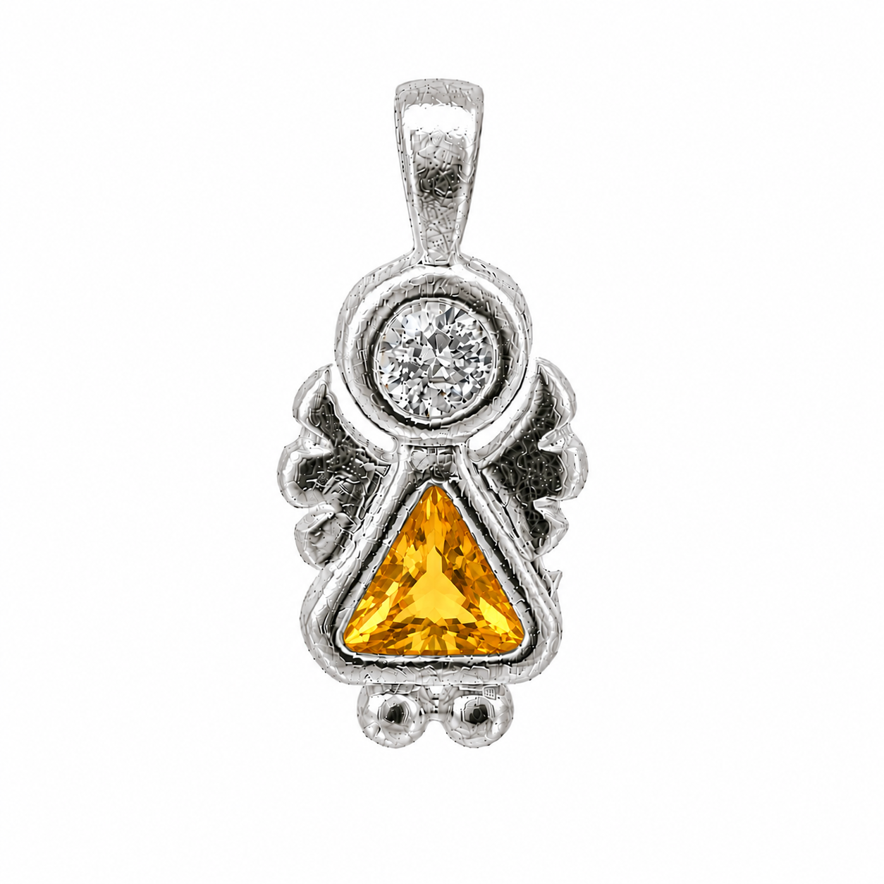 Sterling Silver Angel Birthstone Pendant