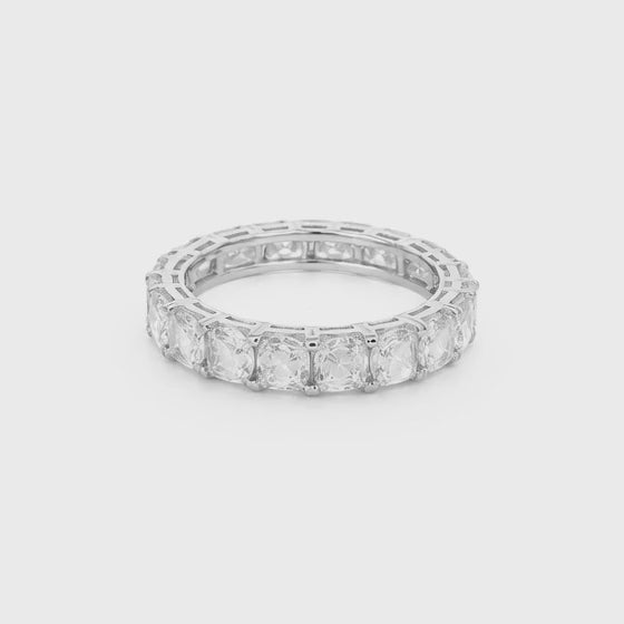 Sterling Silver Moissanite 3.5mm Asscher Cut Eternity Band