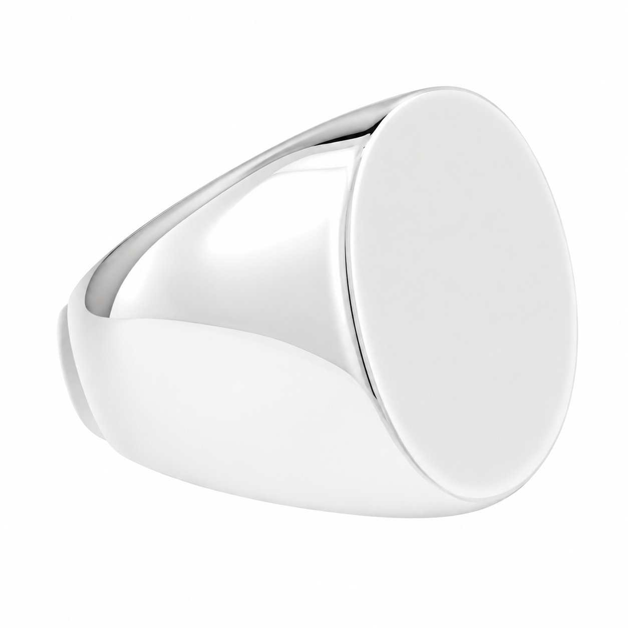 Sterling Silver Men's Engravable Plain OVAL Ring