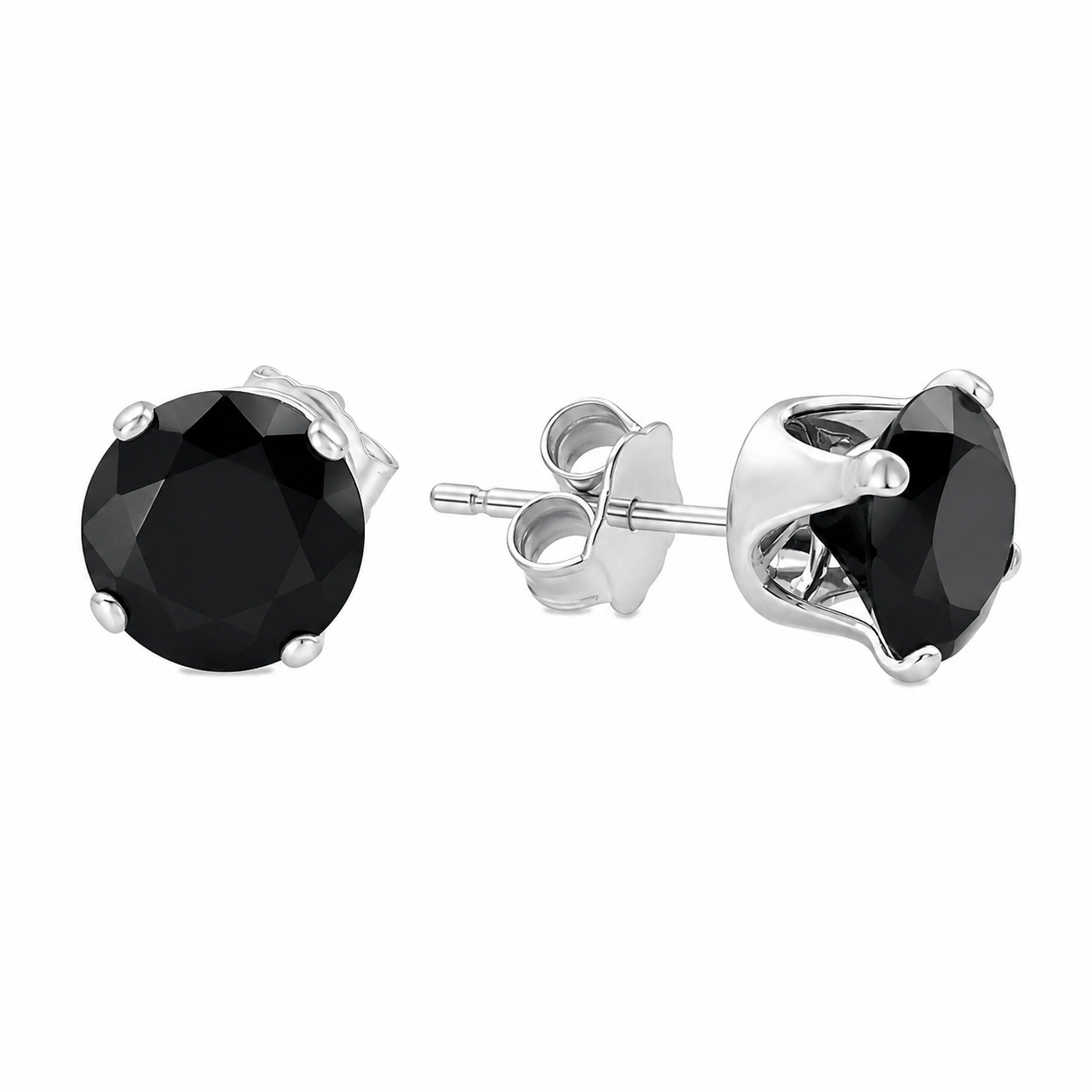Sterling Silver Black Round CZ Studs