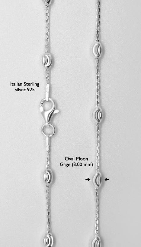 Sterling Silver 3MM Oval Moon Bracelet