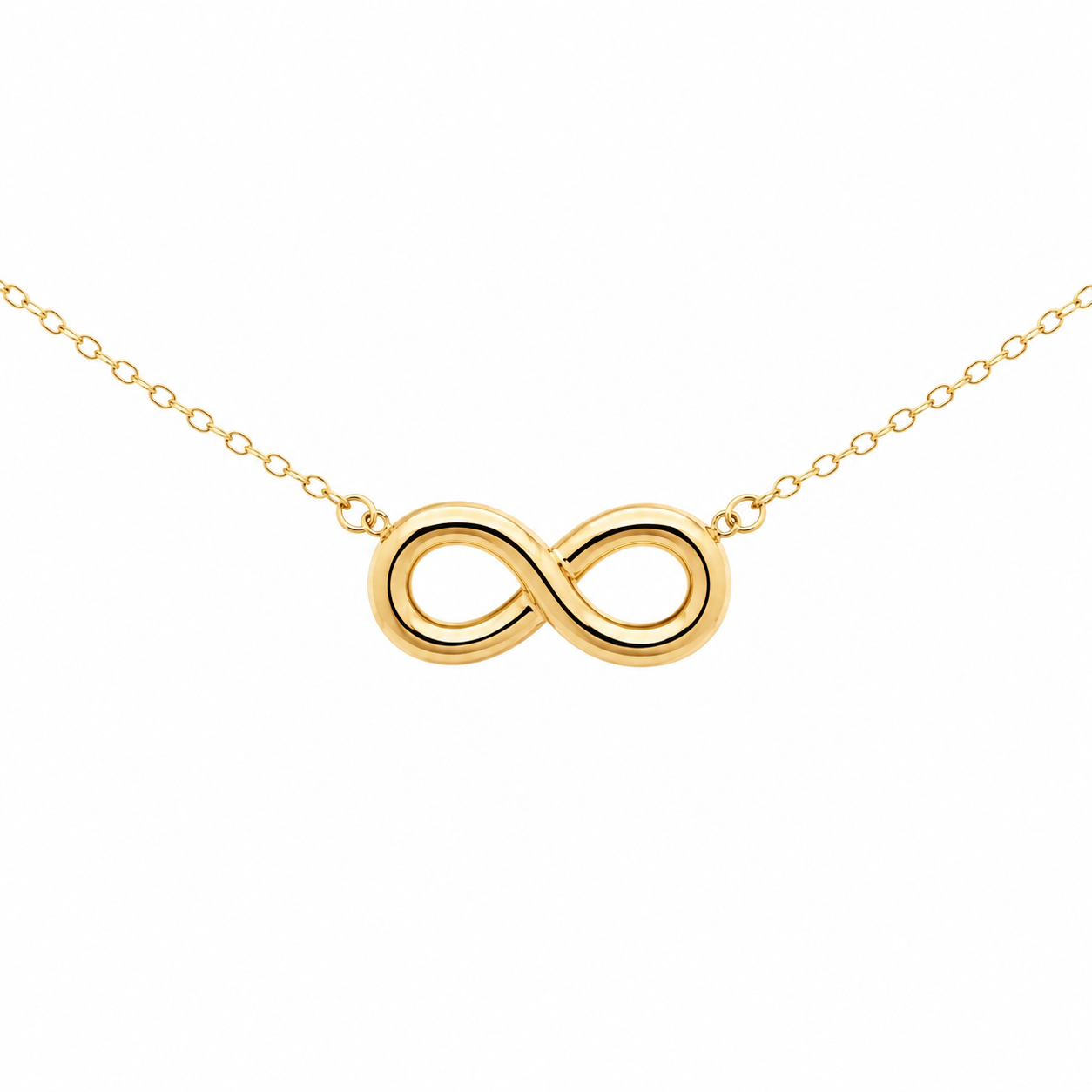 Sterling Silver Elegant Dainty Gold Color Necklace With A Centered 0.7 X 0.4" Infinity Sign
