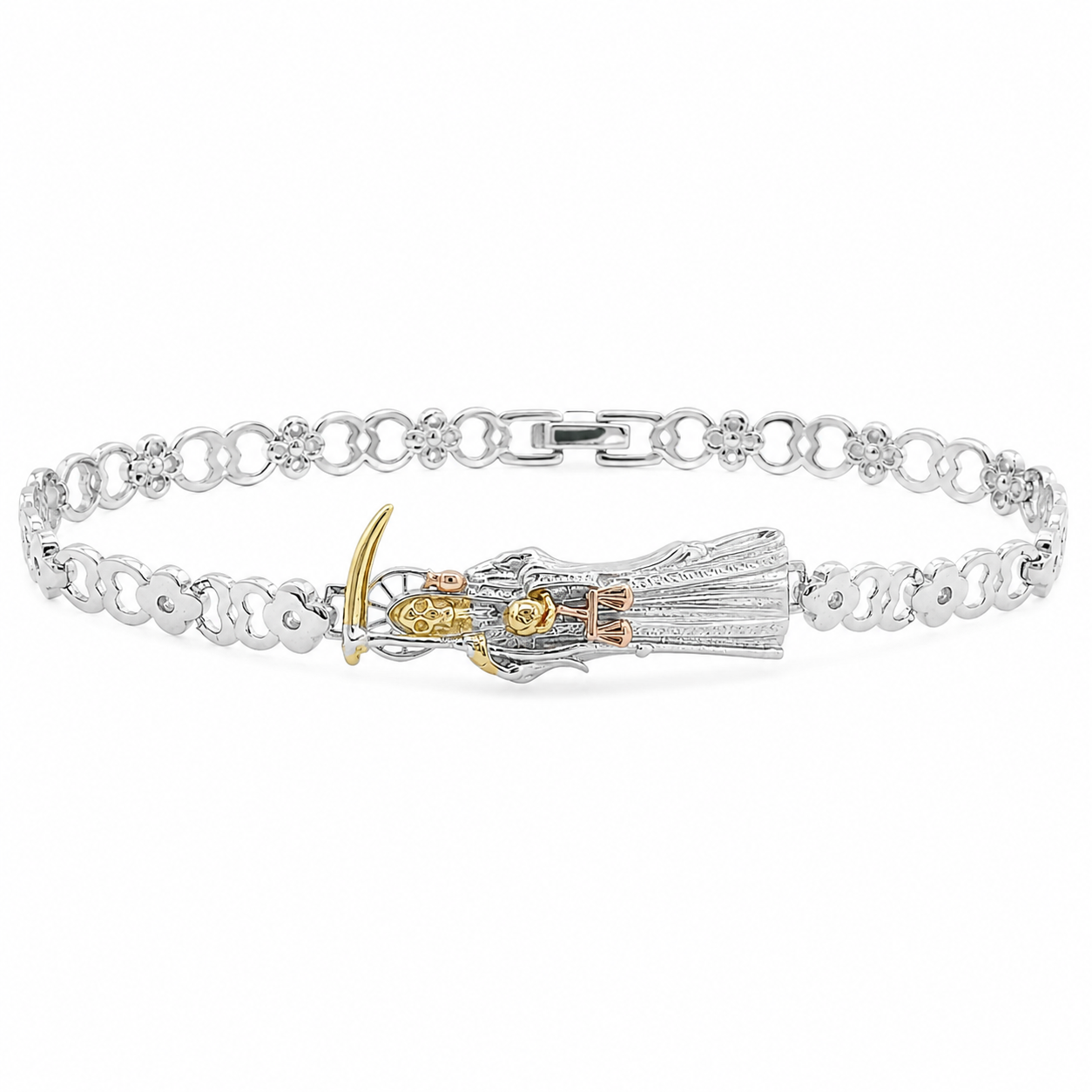 Santa Muerte Heart Link Bracelet