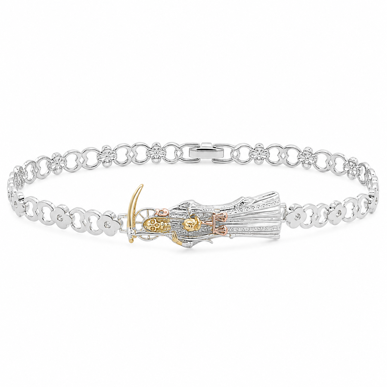 Santa Muerte Heart Link Bracelet