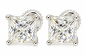 Sterling Silver Moissanite Princess Cut Solitaire Screwback Earrings