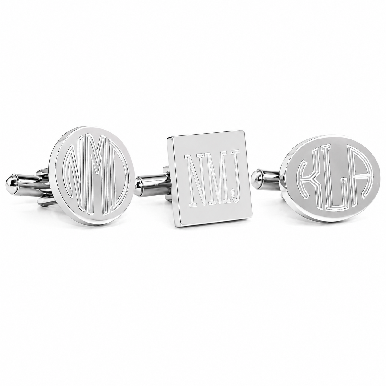 Stainless Steel Engravable Cufflinks - Round, Oval, Square, or Rectangle