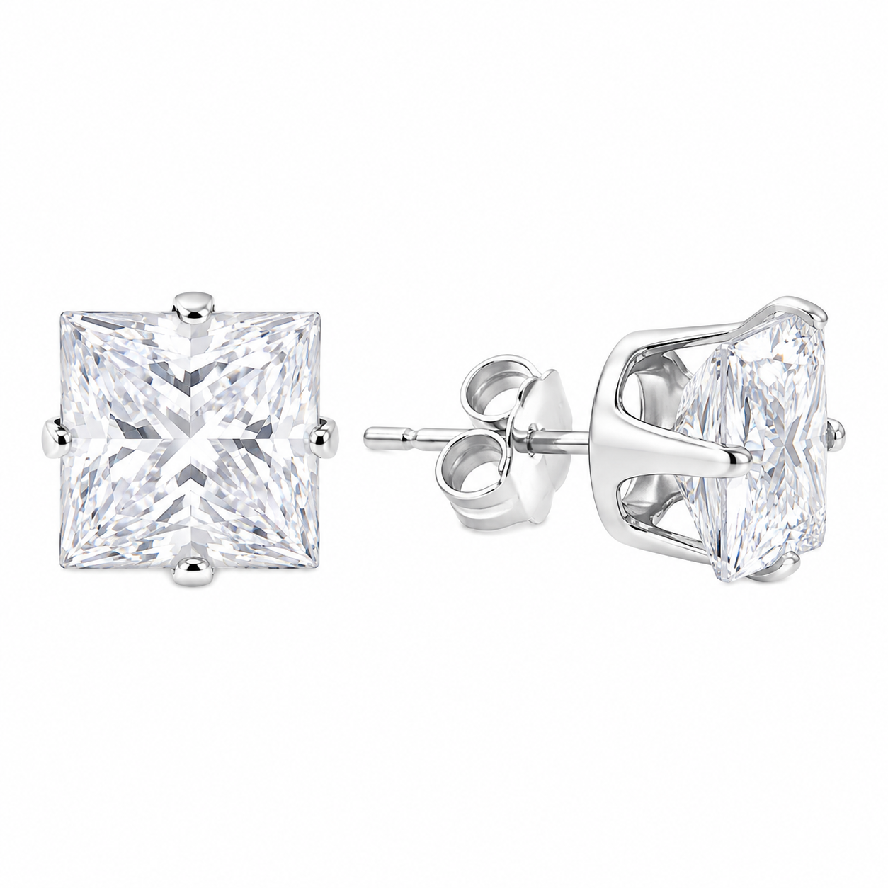 Sterling Silver Clear Square CZ Studs