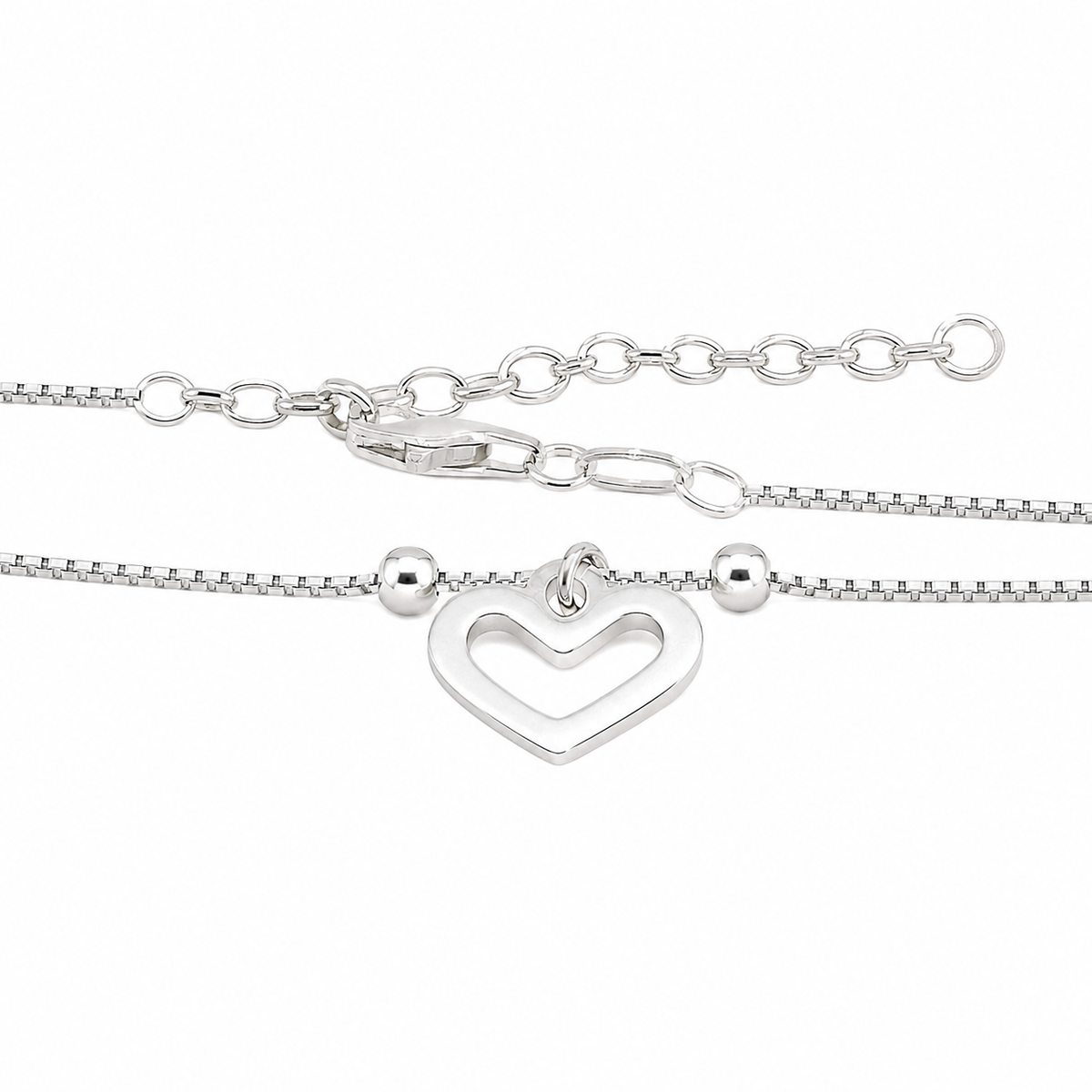 Sterling Silver Heart Anklet (9"+2")