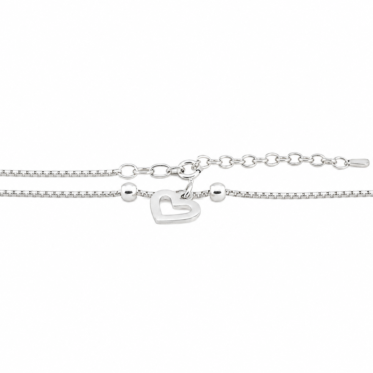 Sterling Silver Heart Anklet (9"+2")