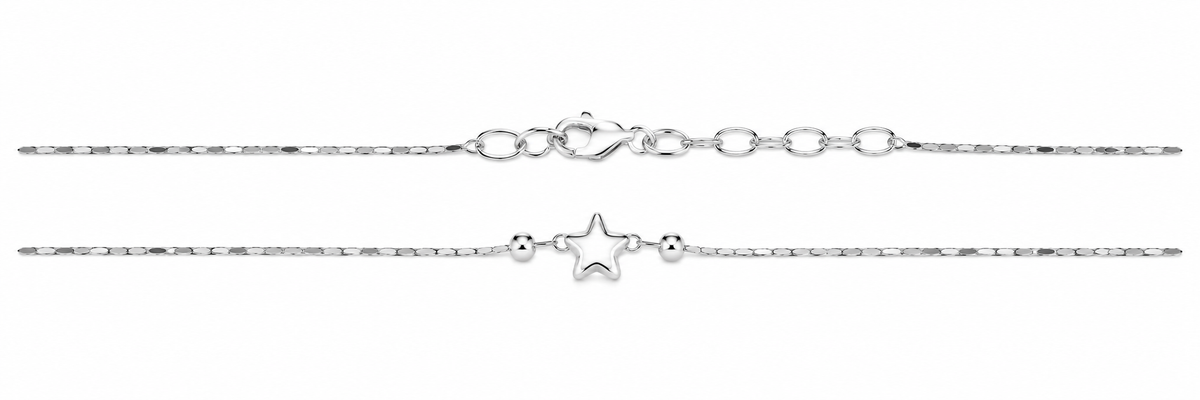Sterling Silver Star Anklet (9"+2")