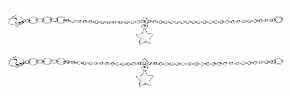 Sterling Silver Star Anklet (9"+2")