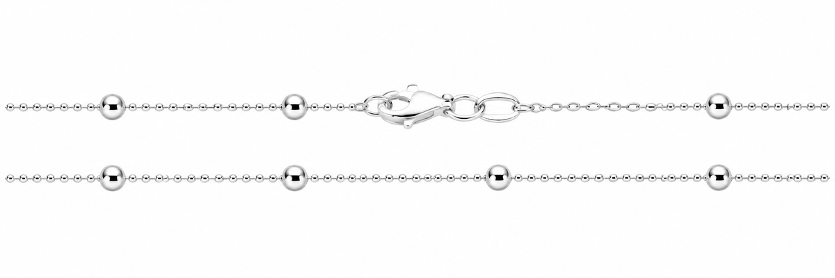 Sterling Silver 3MM Bead Station Beaded Anklet (10")