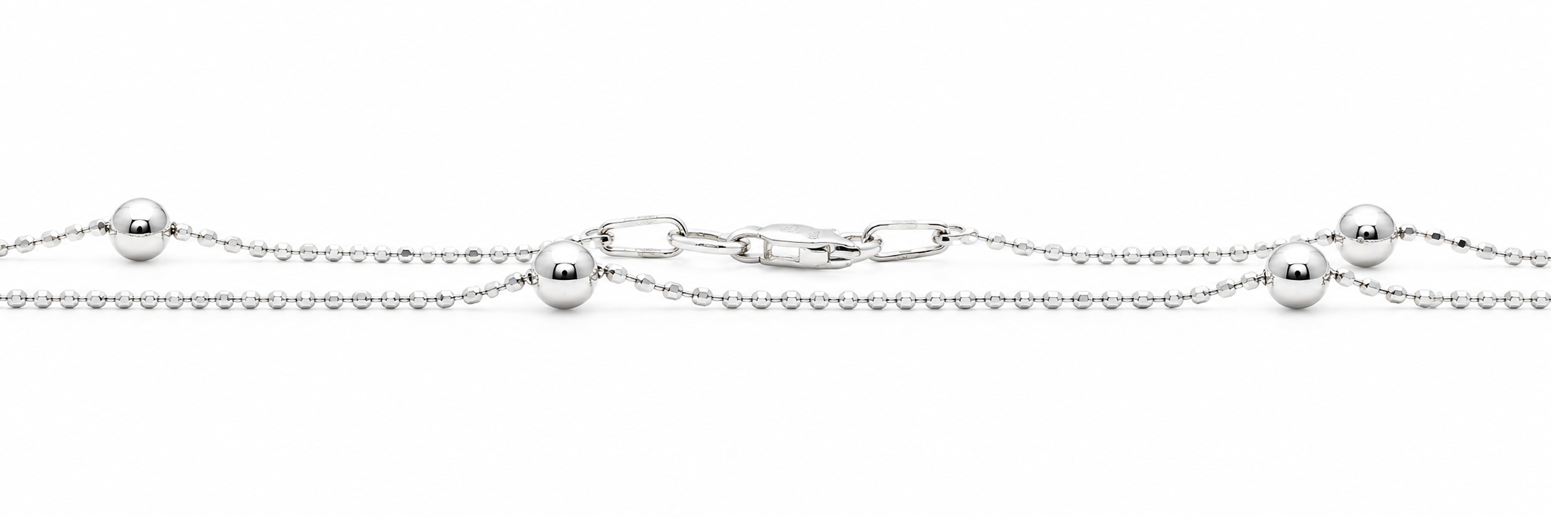 Sterling Silver 4MM Six Bead Station Anklet (10")