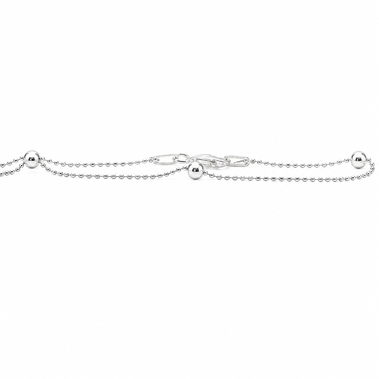 Sterling Silver 4MM Six Bead Station Anklet (10")