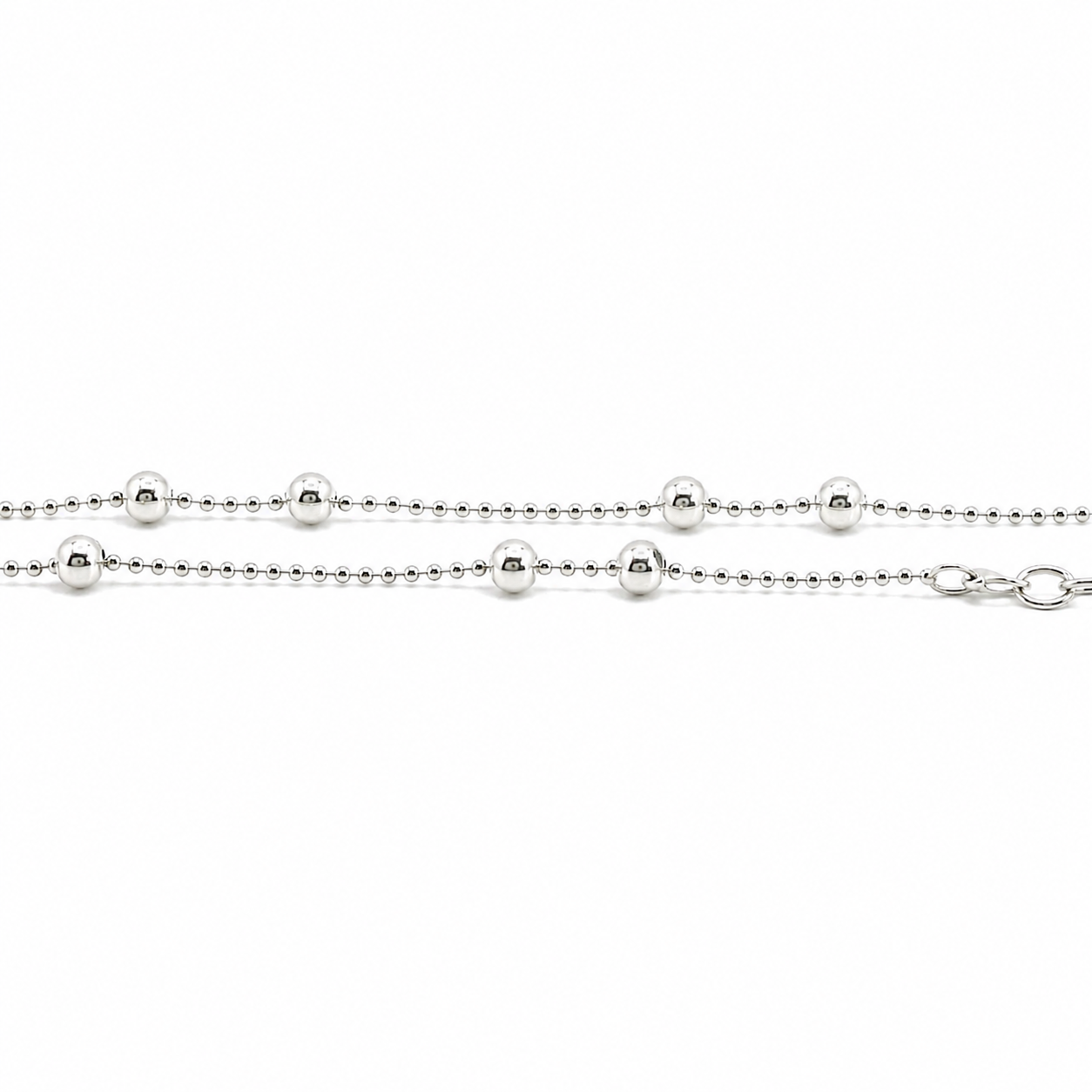 Sterling Silver Beaded Anklet (9"+2")