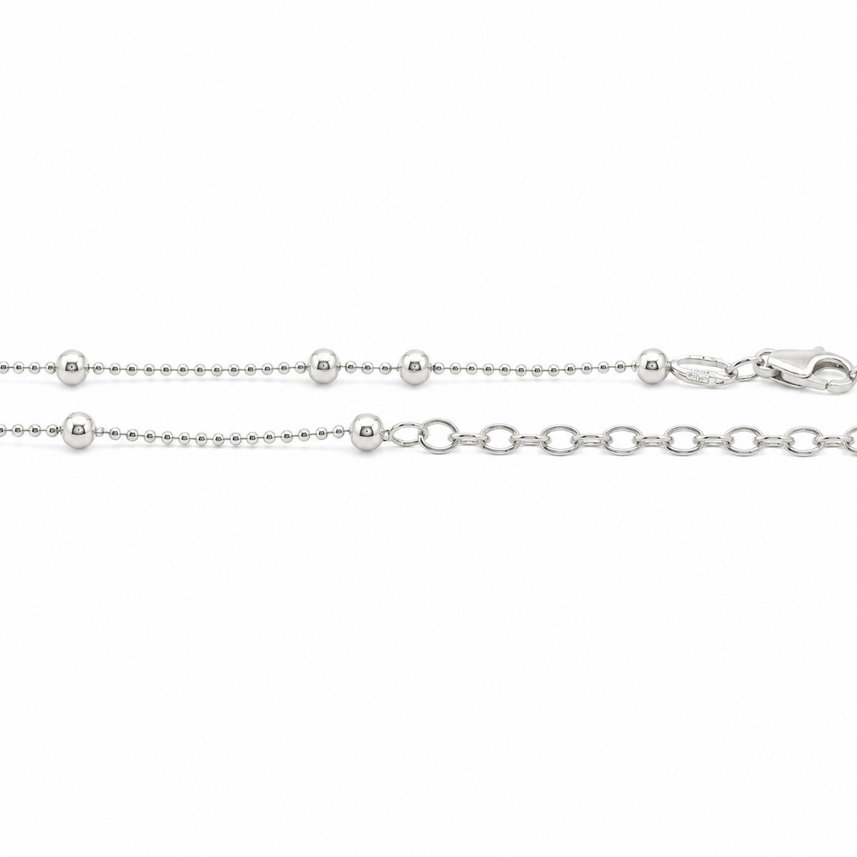 Sterling Silver Beaded Anklet (9"+2")
