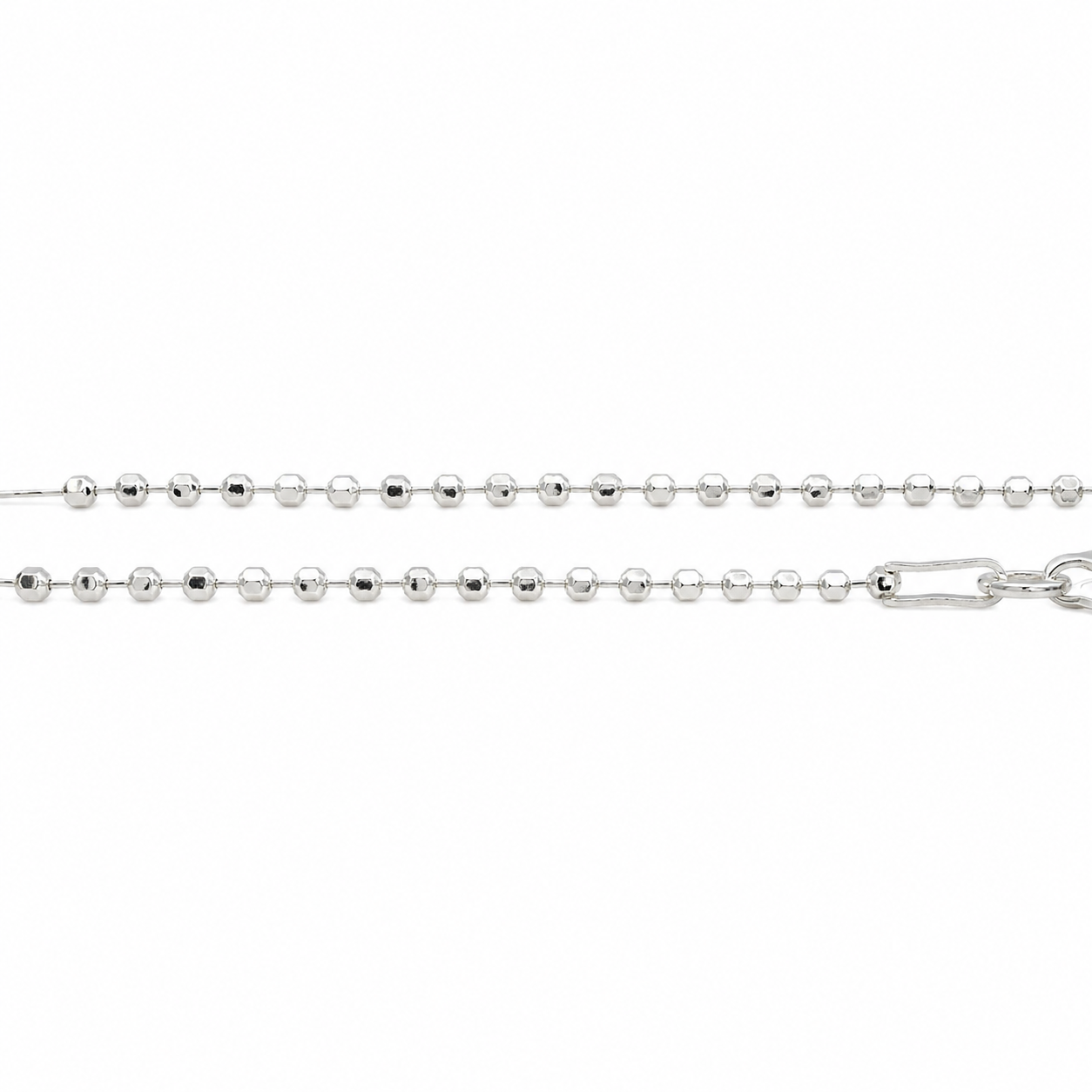 Sterling Silver 1.5mm Diamond Cut Hexagon Beaded Anklet