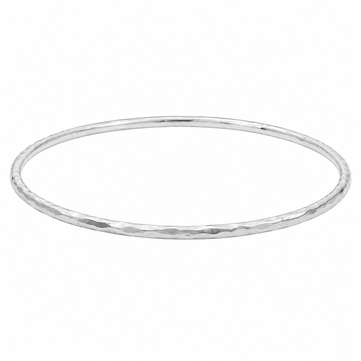 Sterling Silver Diamond Cut Hammered Bangle