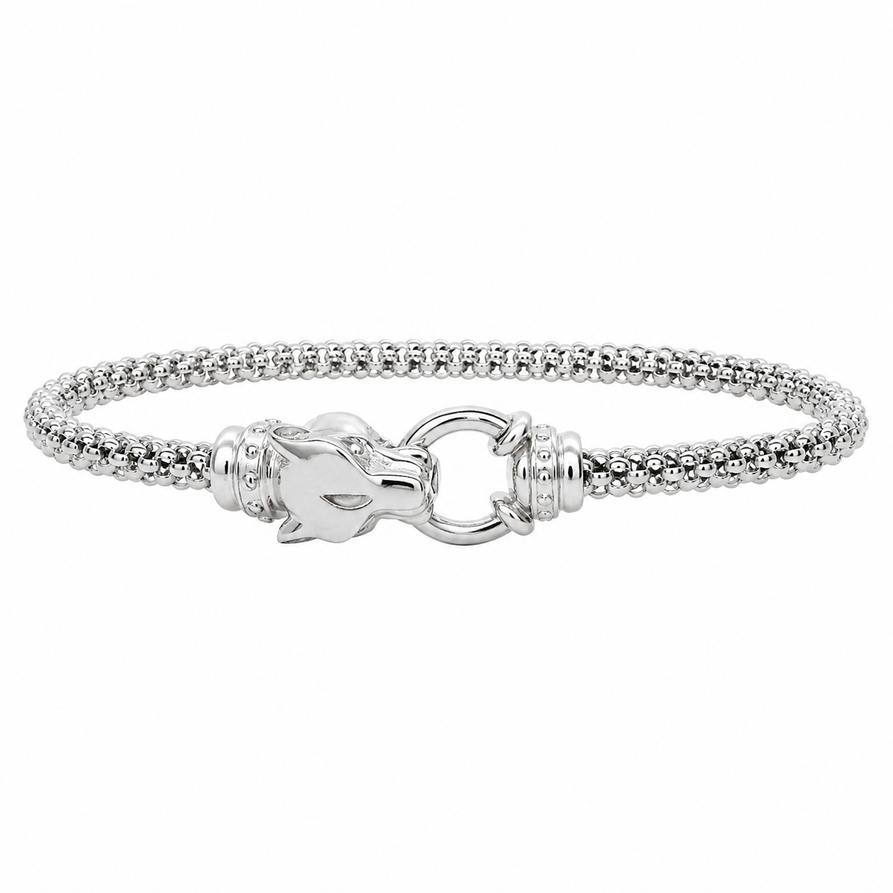 Sterling Silver Rhodium CZ Jaguar Bangle