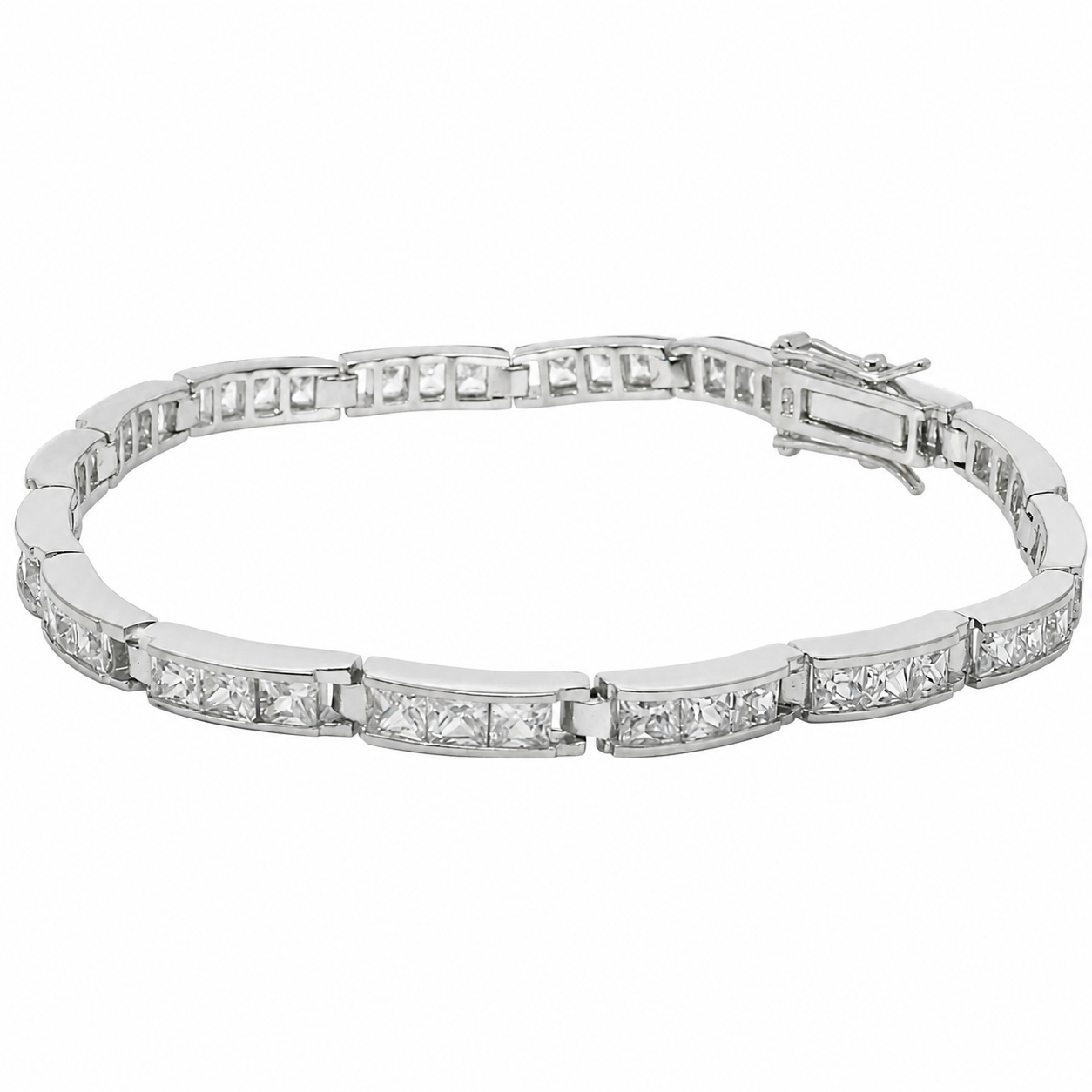 Sterling Silver Princess Cut CZ Tennis Bracelet