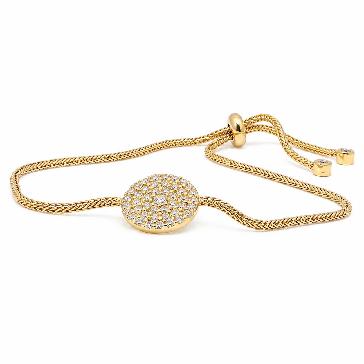Sterling Silver Circle CZ Tassel Bracelet