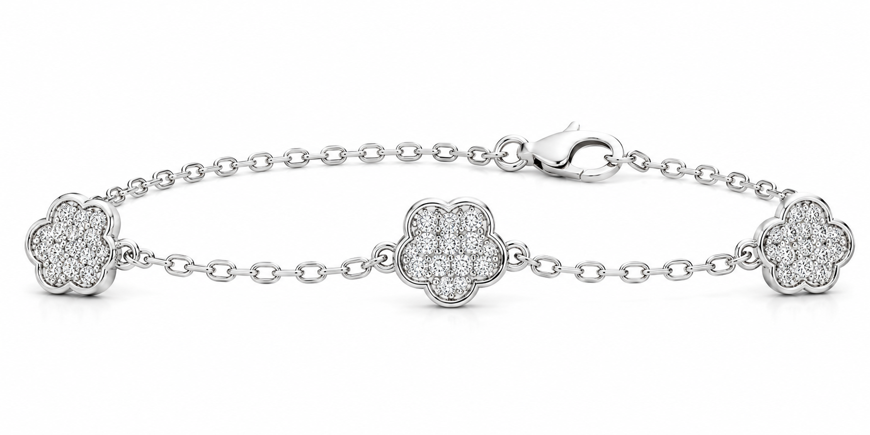 Sterling Silver Flower CZ Bracelet