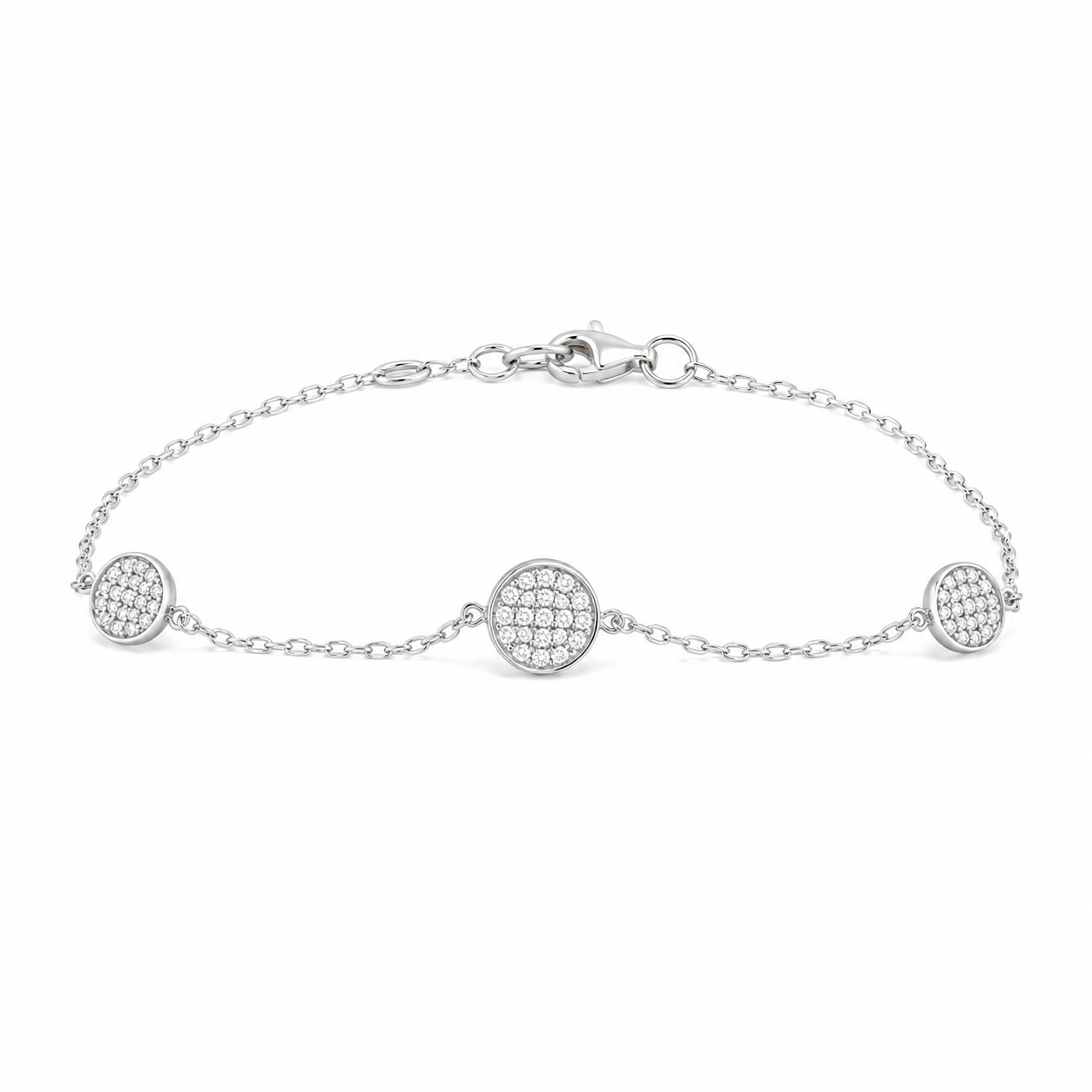 Sterling Silver Circle CZ Bracelet