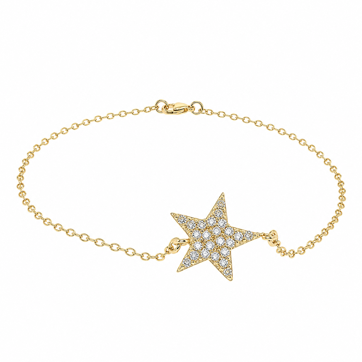 Sterling Silver Gold Plated CZ Star Bracelet