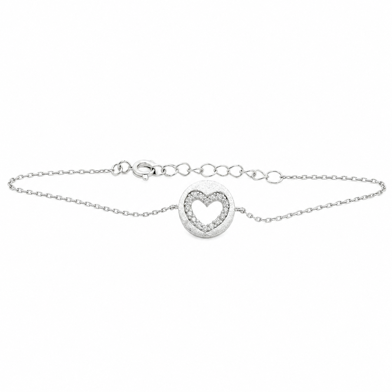 Sterling Silver Heart CZ Bracelet