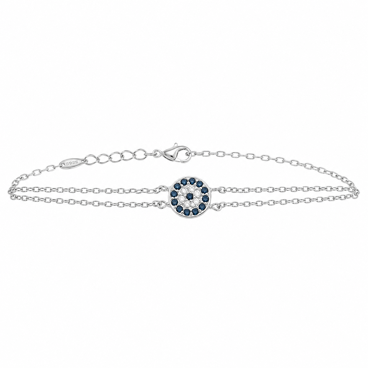 Sterling Silver Evil Eye CZ Bracelet