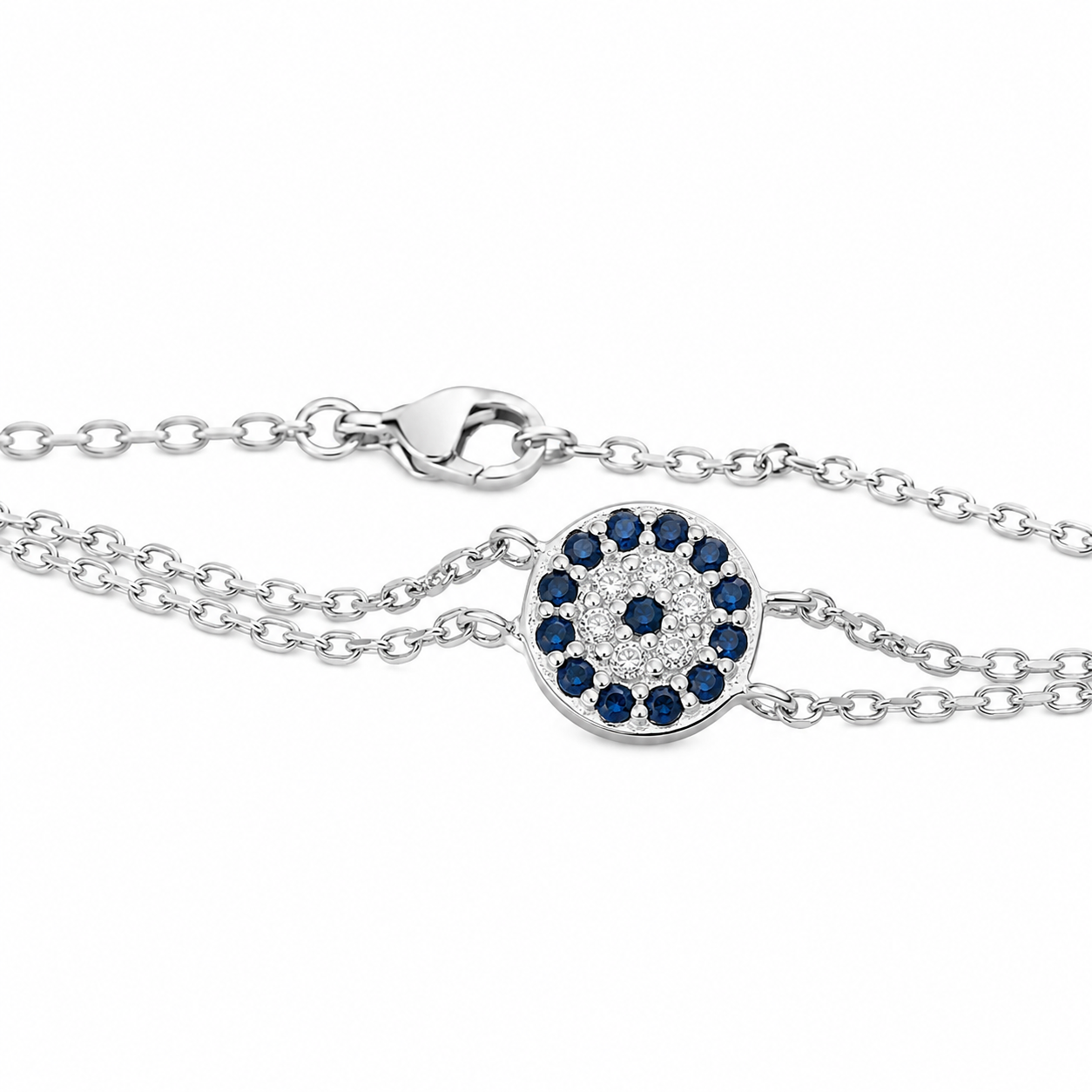 Sterling Silver Evil Eye CZ Bracelet