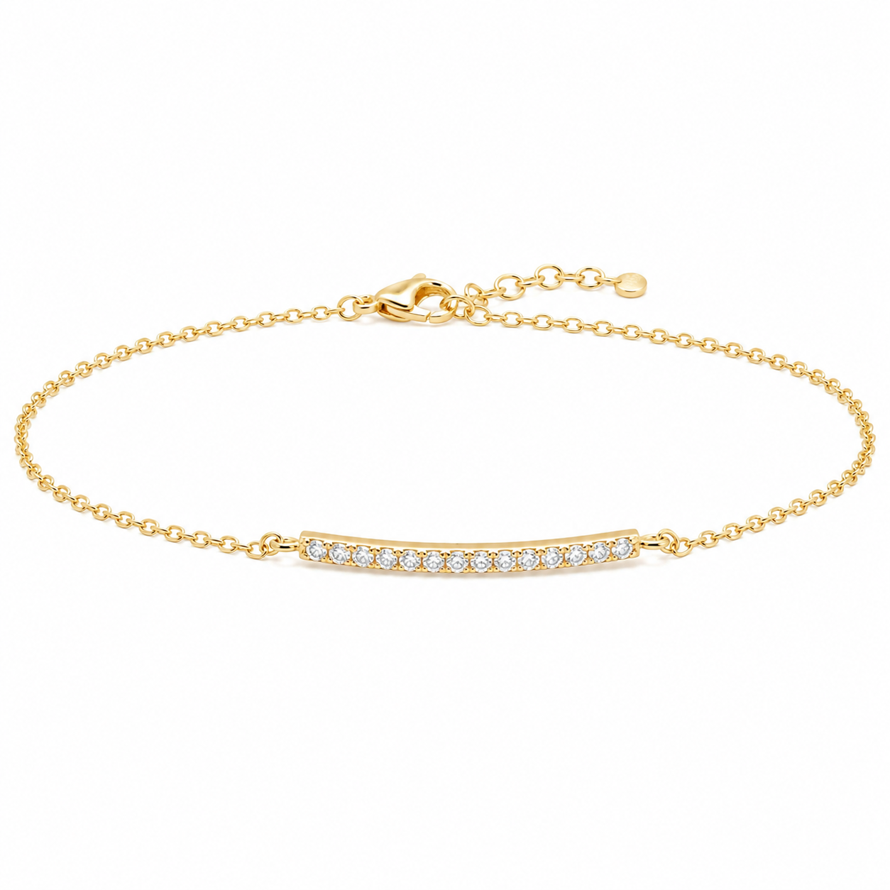 Sterling Silver Gold Plated CZ Bar Bracelet