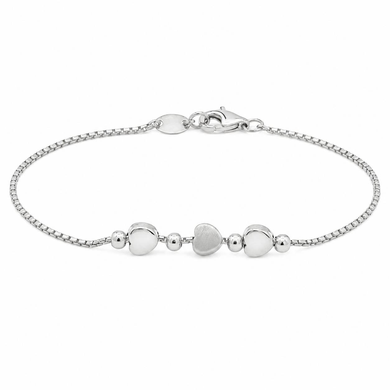 Sterling Silver Hearts & Beads Bracelet