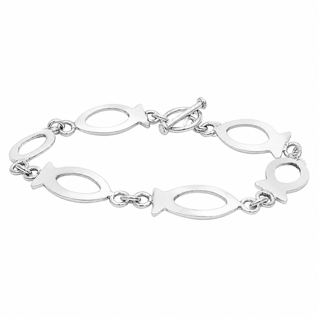 Sterling Silver Fish Link Bracelet