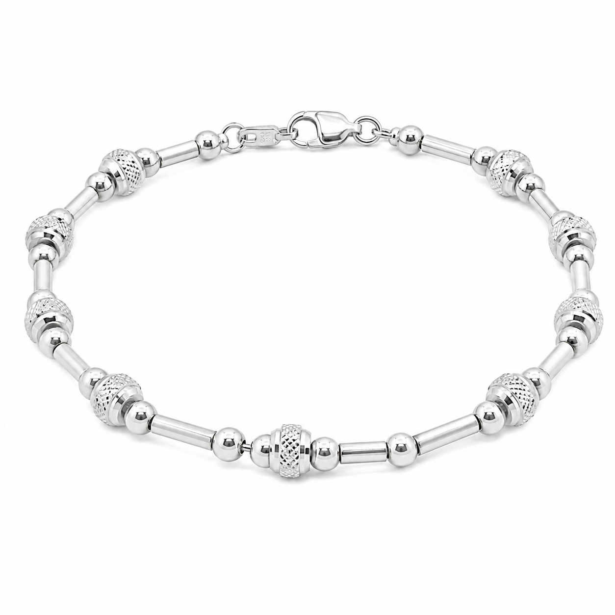 Sterling Silver Decorative Station Ball Bracelet 7"