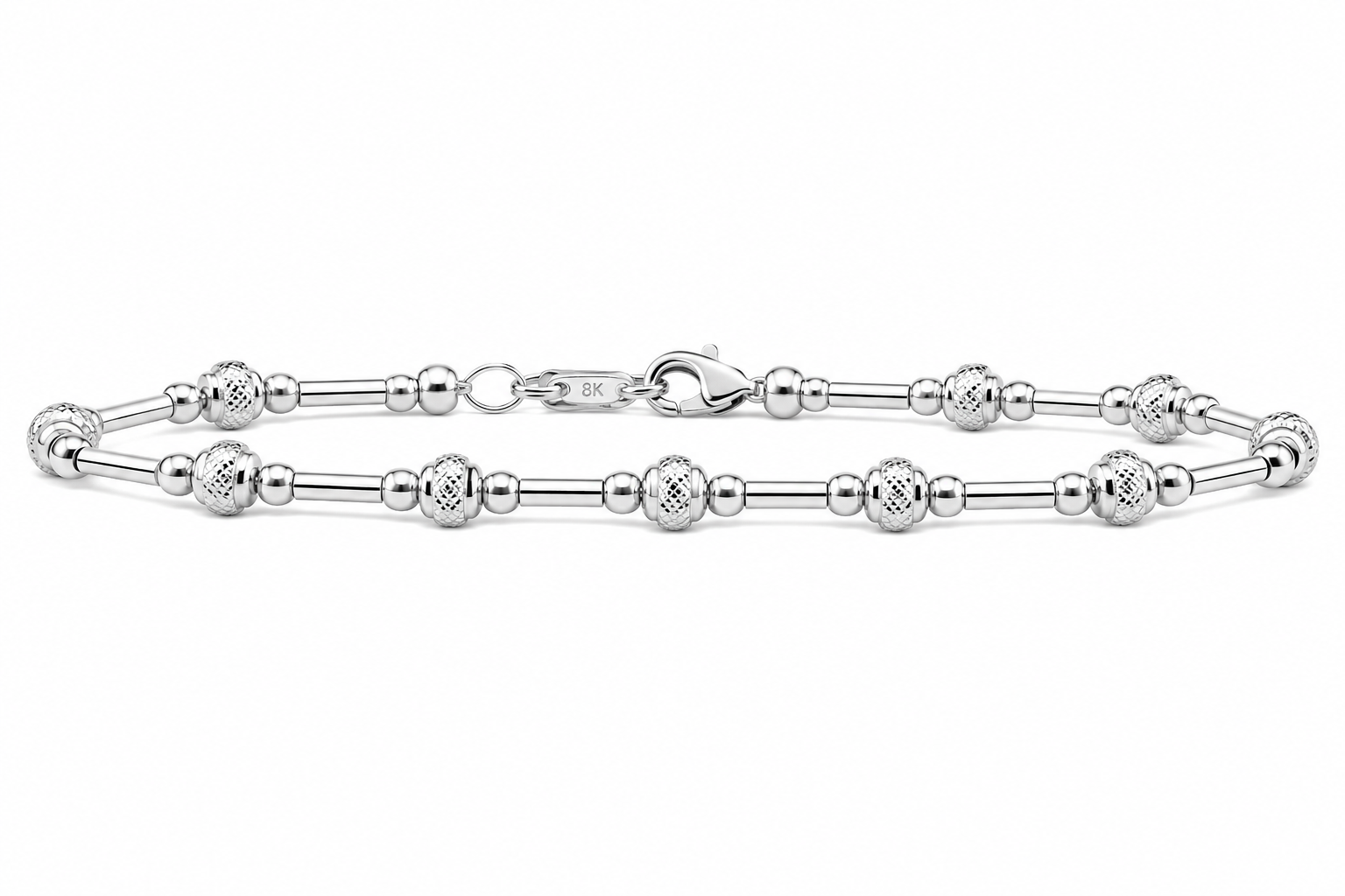 Sterling Silver Decorative Station Ball Bracelet 7"