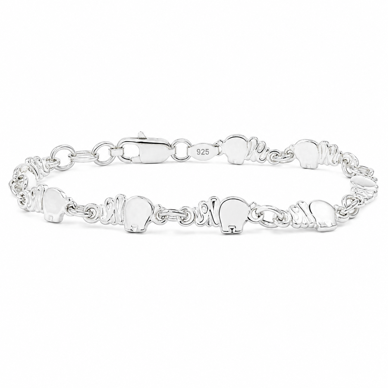Sterling Silver Elephant Link Bracelet