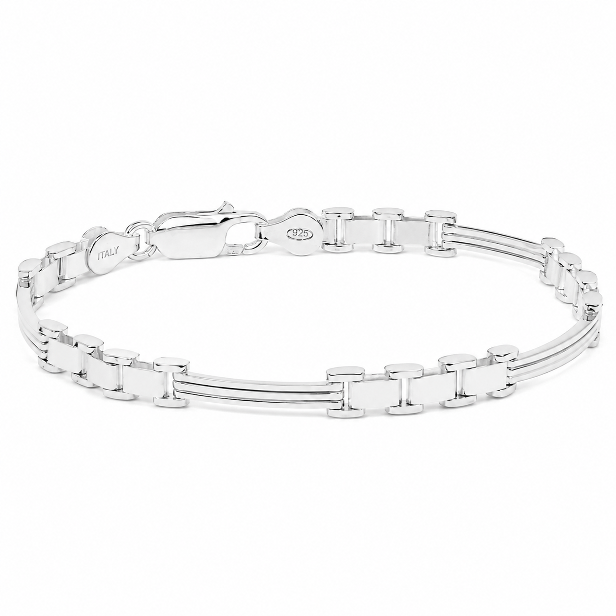 Sterling Silver Italian Triple Bar Link Bracelet