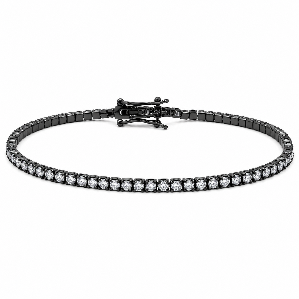 Sterling Silver Gunmetal CZ 7" Bracelet