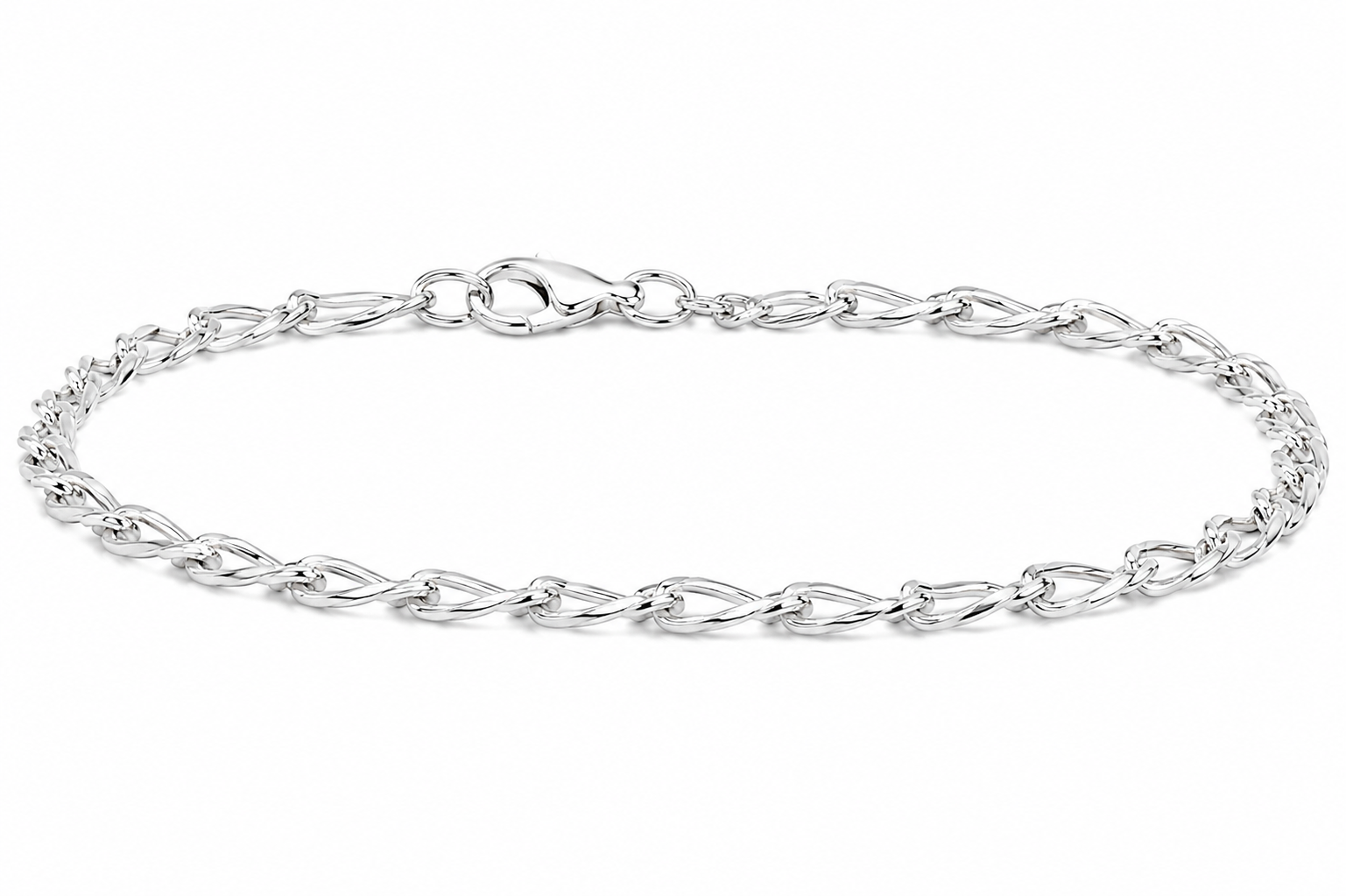 Sterling Silver Twisted Oval Link Bracelet