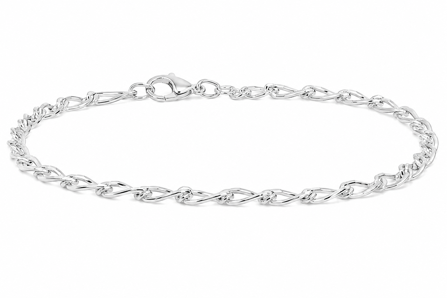 Sterling Silver Twisted Oval Link Bracelet