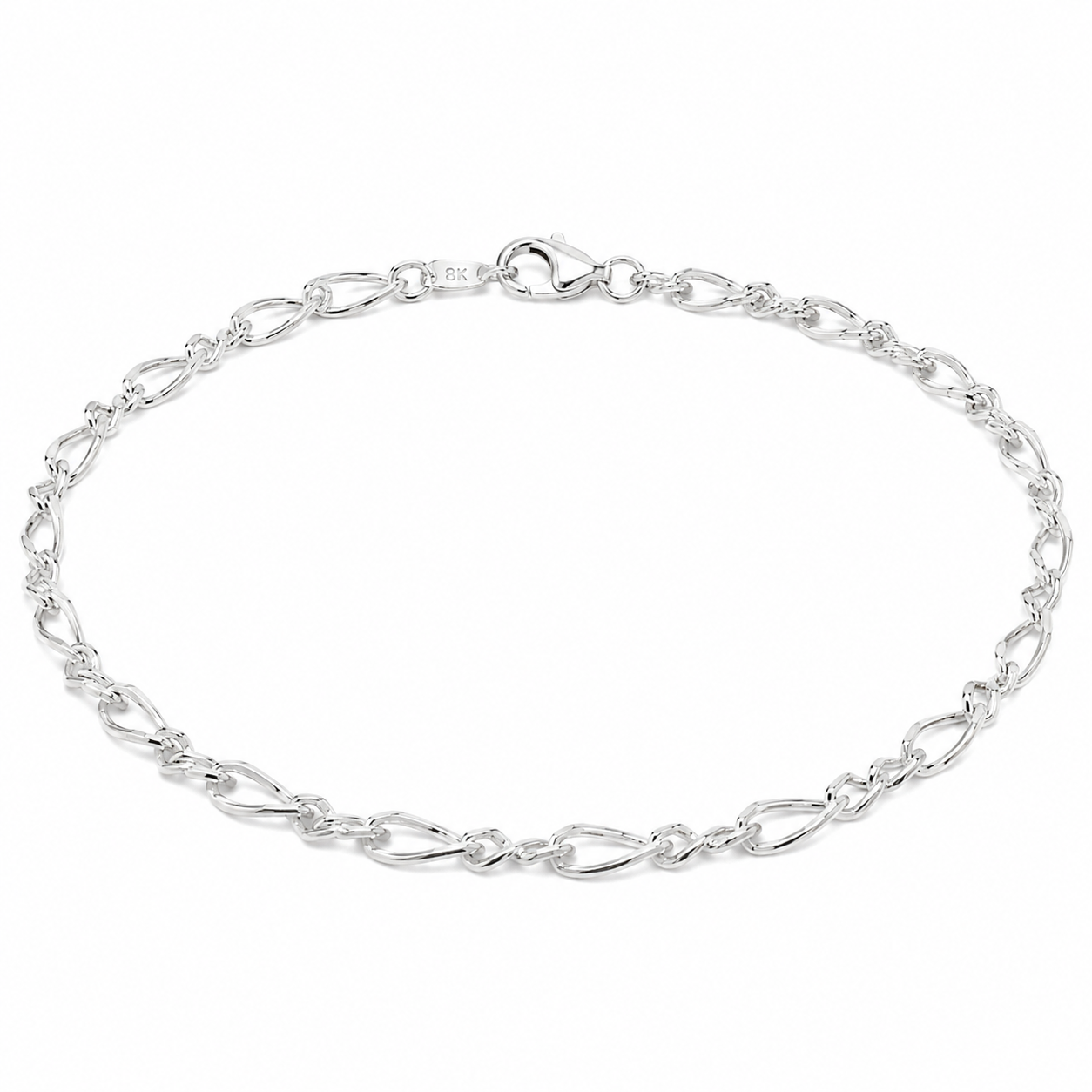 Sterling Silver Twisted Oval Double Link Bracelet