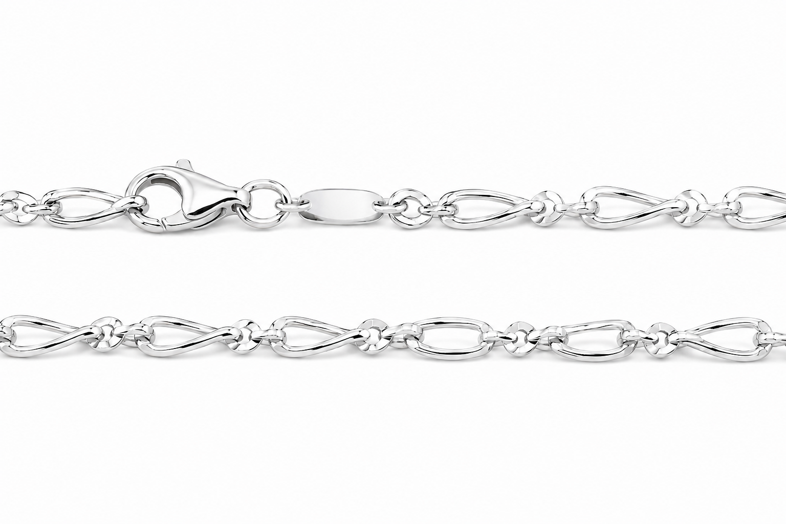 Sterling Silver Twisted Oval Double Link Bracelet